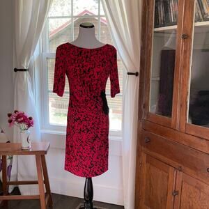 Just Taylor Red & Black Stretch Sheath Dress, Size 2